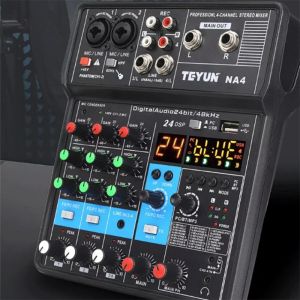 TEYUN NA4 4-Channel Professional Audio Mixer Console Computer Input 48v Power