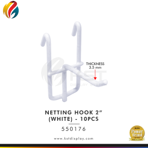 Netting Hook Chrome Netting Grid Detail Display Hanging Wire (10PCS)/ Bracket Grid Hook Shelf Display Hook Pegs Hanging Panel Accessories/ Cangkuk Rak Kedai