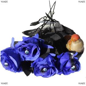 [COD] YUNZE Flower Rose Artificial Flower With Eyeball Halloween Ghost Black Flower