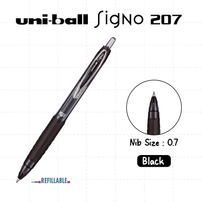 Uni-ball Signo 207 Gel Pen BLACK 0.7mm Tip – Smooth Quick-Drying Ink in Black Blue and Red