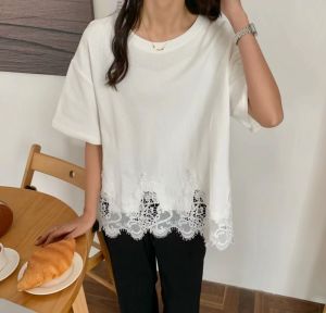 LKfashion สินค้าขายดี 🐻 เสื้อยืดลายลูกไม้ 👏 🌴 เสื้อเชิ้ตหญิง ทันสมัยลุคชิลๆในร้านกาแฟ ลุคทำงานออฟฟิศ 🌈 เรียบง่าย นุ่มนวล สะดวกสบาย