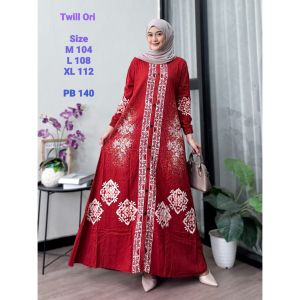 Gamis Batik Twill Premium Lengan Panjang Motif Batik Cap Model Full Kancing Depan Busui Friendly