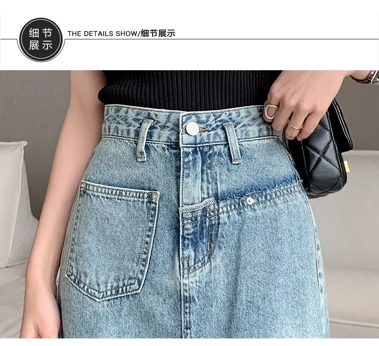 Authorized Brand, Women's Denim Skirt, New Korean Version, Exposure-proof  Skirt,Peep Proof Skirt for Girls and Ladies(Front skirt + back