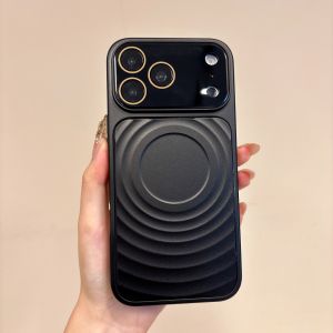 3D Ripple Magnetic Phone Case For iPhone 14 15 16 17 Pro Max Large Camera View Window Electroplated Matte Shockproof Cover With Cooling Hole Support Wireless Charging