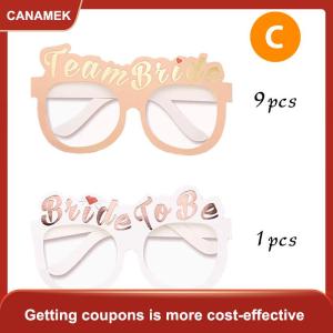 【CANAMEK 】 Bachelorette Party Paper Glasses Rose Gold Team Bride White Bride to be Wedding