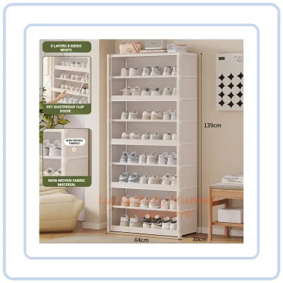 【Pure Care】 Flip Dustproof Shoe Cabinet with Clear Door / 30cm Deep Large Shoe Rack Organizer