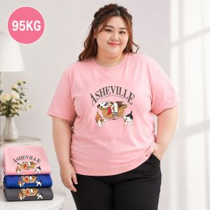 Womens Plus Size Cute Dog Graphic Sports T-Shirt Quick Dry Oversized Breathable Workout Top OM258