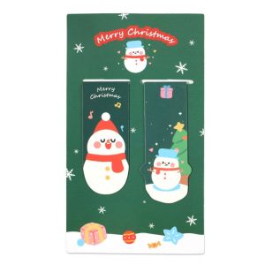 2Pcs/set Christmas Magnetic Bookmark Cute Cartoon Santa Claus Bookmark Student Book Folder Clips Stationery Gift