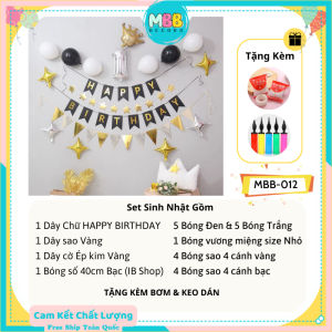 Set Bóng Trang Trí Sinh Nhật Thôi Nôi Cho Bé Set Sinh Nhật 1 Tuổi Đầy Đủ Phụ Kiện Như Mẫu (Tặng Bơm & Keo)