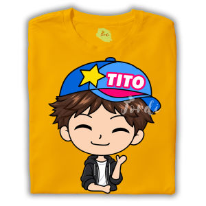 YELLOW GOLD CARTOON Round Neck Cotton Family T-Shirt Couple DTF Graphic Print Christmas Reunion Family Day Kids Men Women Grandpa Grandma Dad Mom Daughter Son By Jordi Mosuela