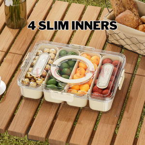 High-Quality Transparent Stackable Food Storage Container with Lid and Handles Space-Saving Design for Snack Candy Fruit