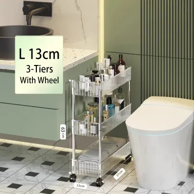 2/3/4 Layers Gap Storage Rack Acrylic Transparent Shelf Kitchen & Bathroom Slim Organizer With Wheels