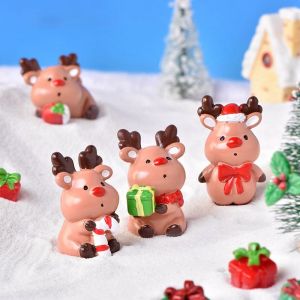XYAX Creative Cute Christmas Decor Resin Miniatures Figurines Decoration Supplies Christmas Decoration Micro Landscape Elk  Decoration