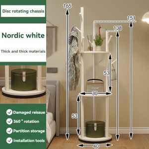 Solid Wood House Clothes Rack Stand Organizer Rotatable Bedroom Coat Hanger Standing Storage Shelf Rack Heavy Duty