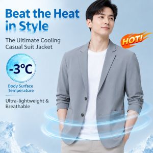 【Men’s Lightweight Casual Blazer】Breathable Slim-Fit Business Suit Jacket Ultra-Thin Cool Feel Fabric Quick-Dry Wrinkle-Resistant & Lightweight Smart Casual Coat for Work Events & Daily Wear