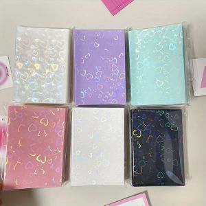 MODERNLUX Heart Shaped Pattern Heart Pattern Card Colored Sleeves 50pcs Pack Card Protective Film Premium Anti Scratch Photocard Sleeves for ID Cards Protection