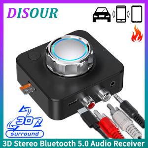 DISOUR Bluetooth 5.0 Audio Receiver 3D Surround Stereo Sound Bass Wireless Adapter 3.5MM AUX RCA USB Jack Support SD/TF Card Playback For CAR Kit Home Speaker