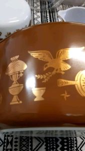 Pyrex] Round Casserole Set of 3[Rare Vintage American Gold pattern 1970s