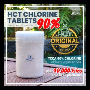 1 PACK - HCT Chlorine 90% Tablets for Swimming Pool - Slow Dissolving TICA / TCCA - 1 KILO 5 TABLETS - CHEMSTORE