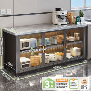 Kitchen Shelf Cabinet Kitchen Island Counter Kitchen Island Table For Kitchen Kitchen island Table Movable Double-Door Stone Plate Floor Multi-Layer Storage Multi-Function