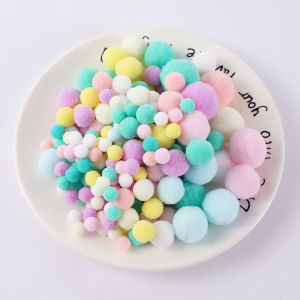 130PCS งานแต ่ งงานตกแต ่ งกาวบนผ ้ าอุปกรณ ์ เสริม Macaron Pompom Fur Balls 1 ซม.ถึง 3 ซม.Pompones DIY นุ ่ ม Pom Pom Pom หัตถกรรมใหม ่