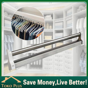 Gantungan Baju Tarik Rel Dapat Ditarik Retractable Wardrobe Clothes Hanger Pull Out Closet Rod Rail / Rak Lemari Pakaian Gantung
