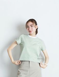 Kaos  Crop Stripe Wanita | Baju Lengan Pendek | Atasan Pendek | Kaos Pendek Wanita