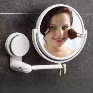 UTOPUS Folding Arm Wall Mirror Suction Mount Double Side Cosmetic Makeup Without Drill Extend Bathroom Mirror Bathroom