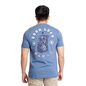 Kensei T-Shirt Kaos Lengan Pendek Maneki-neko Blue KS051