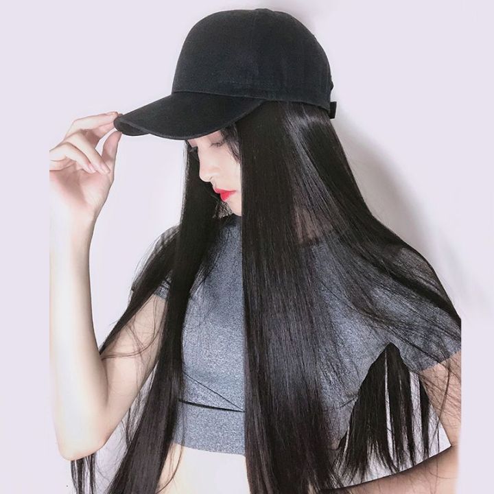 Wig Women's Long Hair Net Red Realistic Long Straight Hair