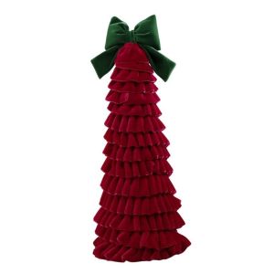 HORAC Bow Decor Christmas Tree Ornament Multi-Layer Exquisite Tabletop Christmas Tree Decorative Velvet Tree Shape Bowknot Christmas