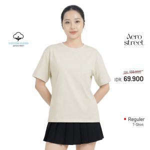 Aerostreet T Shirt Cotton Cloud Clarie Cream Woman Basic Tshirt Kaos 1B100