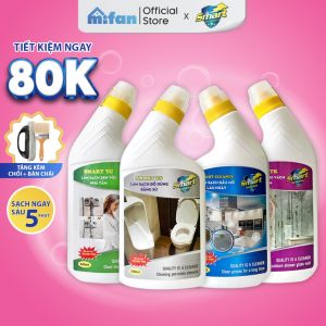 Combo Nước Tẩy Rửa SMART 500ml - Tẩy Sạch Cặn Canxi Vách Kính Dầu Mỡ Lâu Ngày Sen Vòi Inox Đồ Dùng Bằng Sứ
