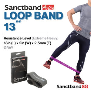 Sanctband Active Resistance Loop Band 13" Extreme Heavy Resistance Bands Gray Exercise Bands Level Resistive Bands M size Loop Bands