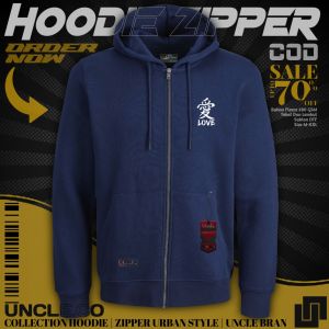 UN.Clothing Jaket Zipper Hoodie Cowok/Bahan Tebal Size M L XXL XXL Warna Merah Bisa COD
