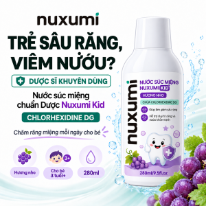 Nước Súc Miệng Nuxumi Kid Hương Nho Dành Cho Bé Giảm Sâu Răng Viêm Nướu Làm Sạch Răng Miệng 280ml
