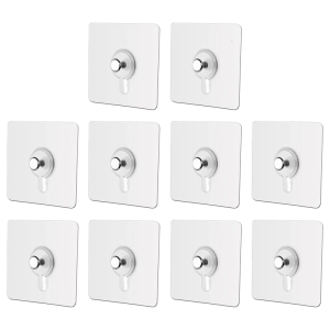 Damage Proof Adhesive Hooks Set of 10 Waterproof Space Saving Hanging Hardware for Renters Home Organization