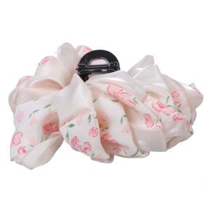 Breathable Scrim Hair Claw Clip Floral Print Design Bubble Texture NonSlip Grip Women Girls Hairpin