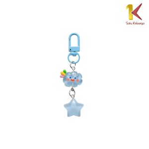 Satu Keluarga Keychain Gantungan Kunci Awan Bintang Kilat C1160 Liontin Gantungan Kunci Kartun Lucu