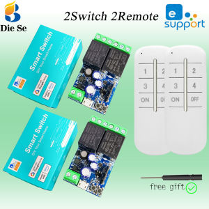 Diese EweLink App DC 12V 24V 48V 72V 2CH 10A Công tắc thông minh Wi-Fi 6 nút điều khiển bằng giọng nói từ xa cho Google Assistant/Alexa Receiver mô-đun Rơle