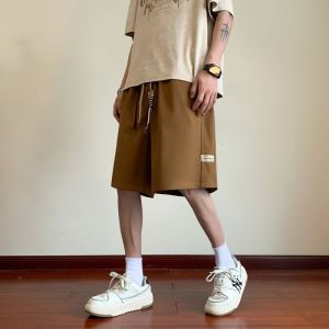 VFASION กางเกงขาสั้น ผช กางเกงขาสั้น แบบผูกเชือก เอวยางยืด waffle กีฬาอเมริกัน ไซส์ใหญ่หลวม M-4XL