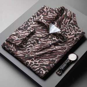 60-175KG PLUS SIZE Leopard Print Oversize Shirt Long Sleeve Zebra Big Top