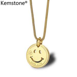 Hip Hop Stainless Steel Smile Pendant Necklace for Women Men.AutoMaxion