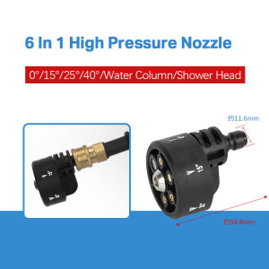6 In 1Nozzle Water Jet High Pressure Nozzle Head Garden Sprinkler Nozzle High Pressure Car Washer Nozzle Spray Connector