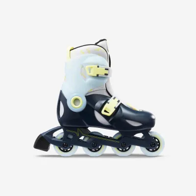 Decathlon Play 5 Kids Inline Skates - Blue/Lemon yellow