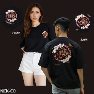 YDT006-NICK-CO Floral Design Letter Print T-shirt Men Summer 2025 New 100% Cotton Short sleeves Street Tee Loose Casual Top Male clothing (M-3XL)