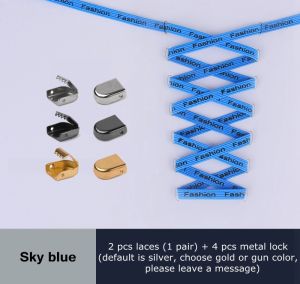 No Tie Shoelaces Letter Printing Flat Shoe Laces Elastic Metal push lock Quick put on and take off Lazy Shoe Lace Rubber band
