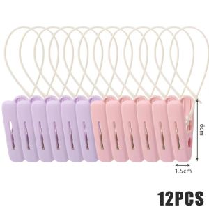 【SG Stock】12/18Pcs Windproof Plastic Laundry Clips with Hanging Rope Clothes Socks Towel Undergarments