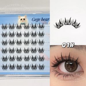 Gege Bear Glue-Free False Eyelashes: Reusable Glue-Free False Eyelashes Lightweight And Easy To Apply Minimalist Glue-Free False Eyelashes Self-Adhesive - 36 Clusters