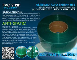 PVC Strip Curtain 200mm x 2mm x 50 meters Anti-Static